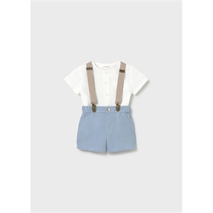 Completo pantaloncino bretelle e camicia neonato - Mayoral - Stili di Vita Baby Concept Store